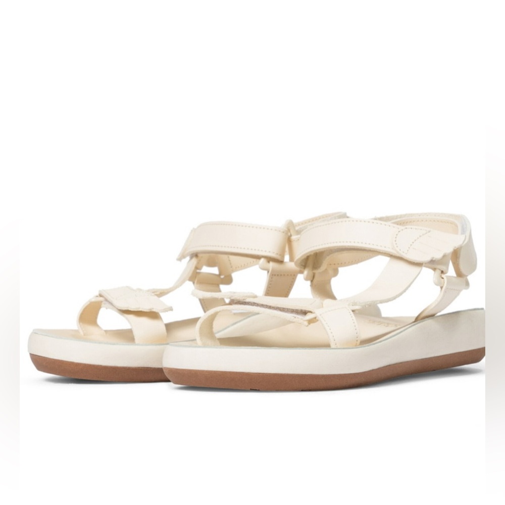 Ancient Greek Sandals Poria Leather in Cream Size 8.5/39
